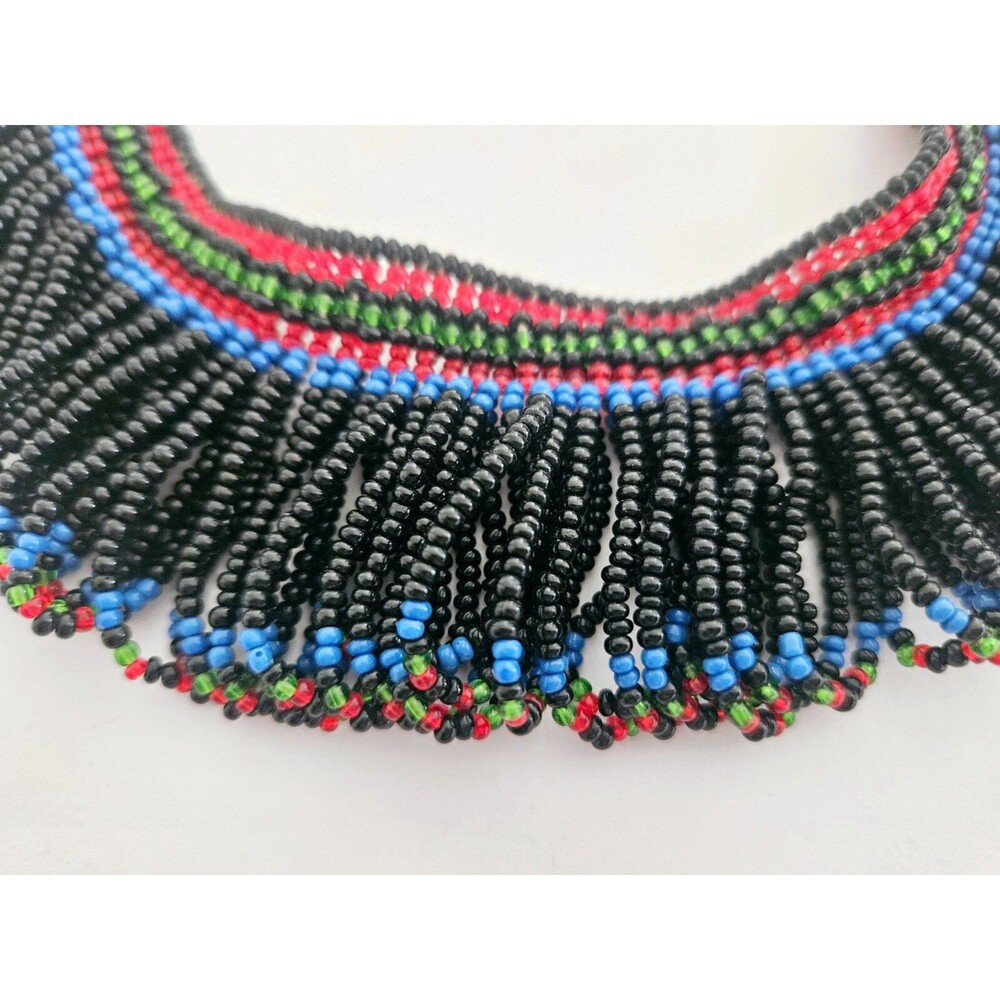 Vintage Native American Twisted Seed Bead Collar Necklace Handmade - Picture 3 of 4